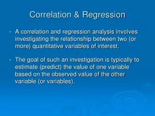 Correlation &amp; Regression