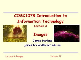 COSC1078 Introduction to Information Technology Lecture 3 Images