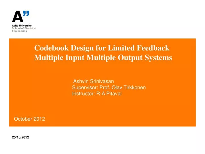 codebook design for limited feedback multiple input multiple output systems