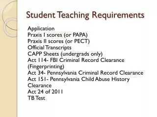 Student Teaching Requirements