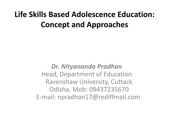 life skills based adolescence education concept and approaches