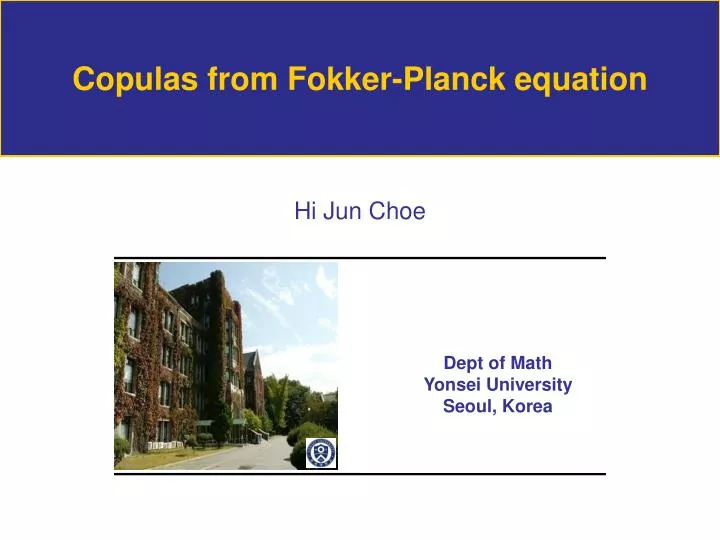 copulas from fokker planck equation