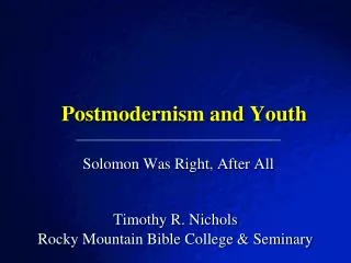 Postmodernism and Youth