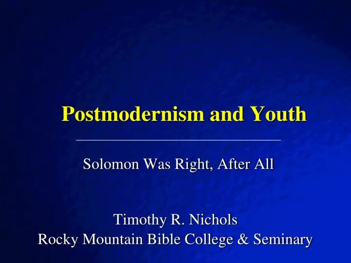 postmodernism and youth