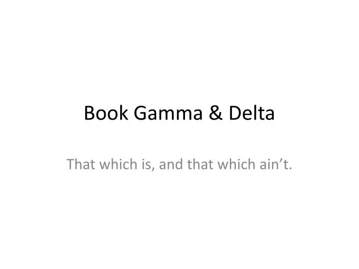 book gamma delta