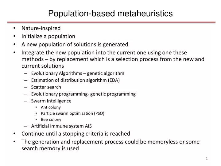 population based metaheuristics