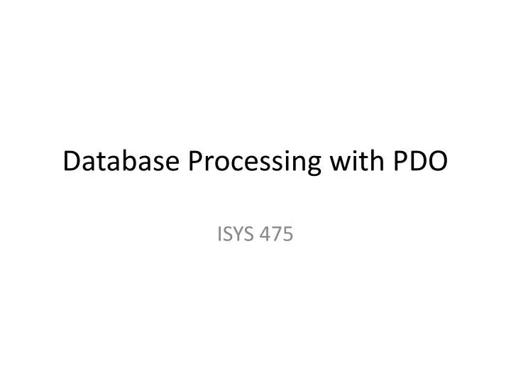 database processing with pdo