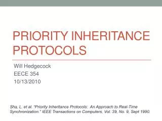 Priority INHERITANCE PROTOCOLS