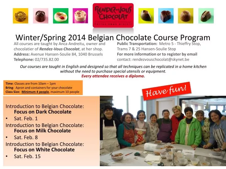 winter spring 2014 belgian chocolate course program