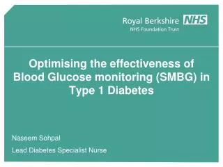 Optimising the effectiveness of Blood Glucose monitoring (SMBG) in Type 1 Diabetes