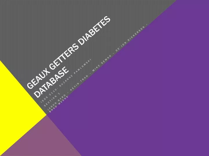 geaux getters diabetes database