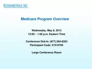Medicare Program Overview