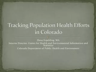 Tracking Population Health Efforts in Colorado