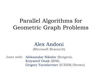 Parallel Algorithms for Geometric Graph Problems