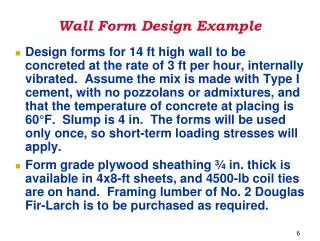 Wall Form Design Example