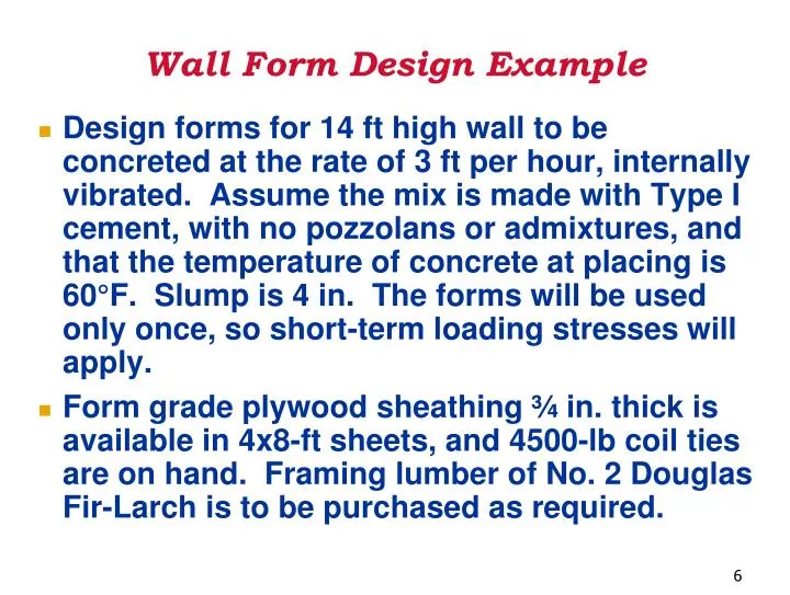 wall form design example