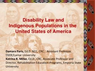 Disability Law and Indigenous Populations in the United States of America