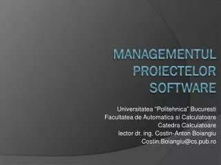 managementul proiectelor software