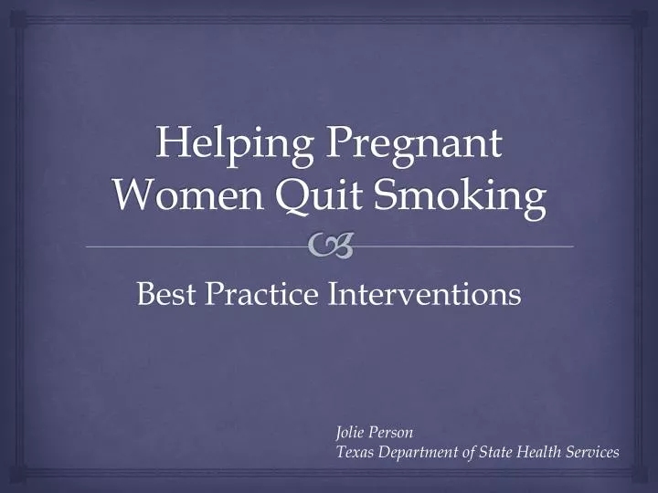 helping pregnant women quit smoking