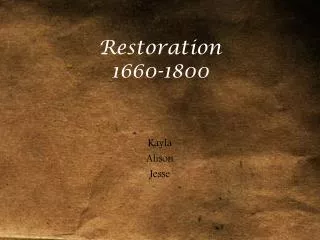 Restoration 1660-1800