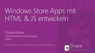 Windows Store Apps mit HTML &amp; JS entwickeln