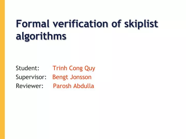 formal verification of skiplist algorithms