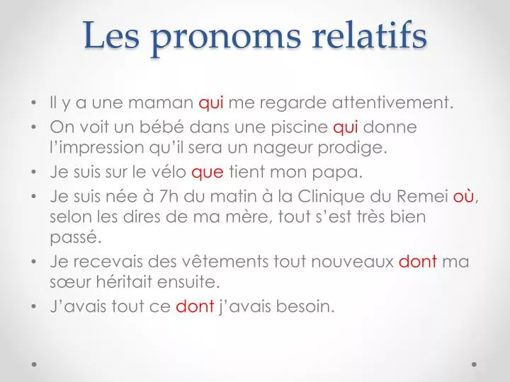 les pronoms relatifs