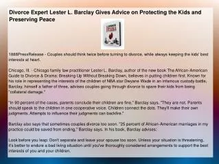 Divorce Expert Lester L. Barclay Gives Advice