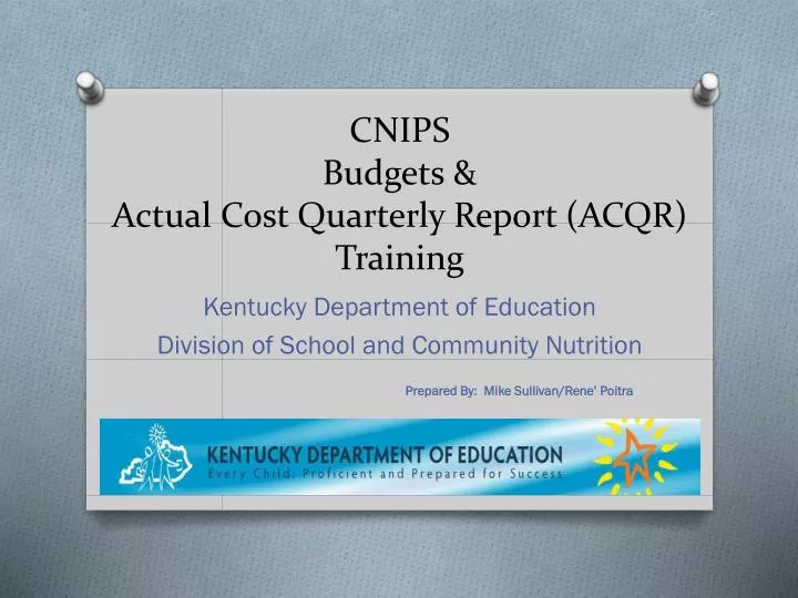 cnips budgets actual cost quarterly report acqr training