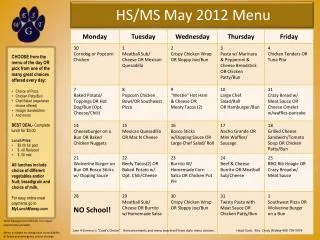 HS/MS May 2012 Menu