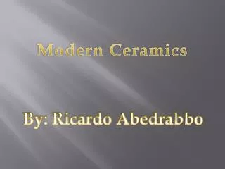 Modern Ceramics
