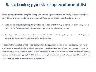 Basic boxing gym start-up equipment list