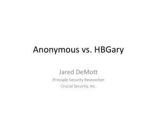 Anonymous vs. HBGary