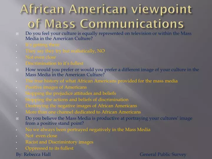 african american viewpoint of mass communications