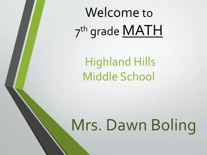 welcome to 7 th grade math highland hills middle school