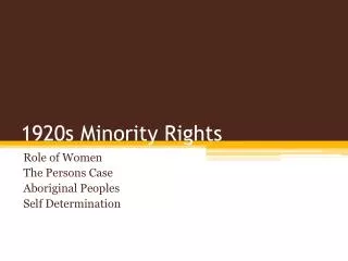 1920s Minority Rights