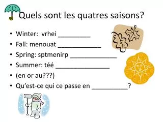 quels sont les quatres saisons