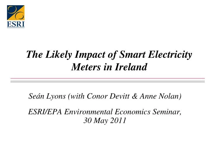 the likely impact of smart electricity meters in ireland