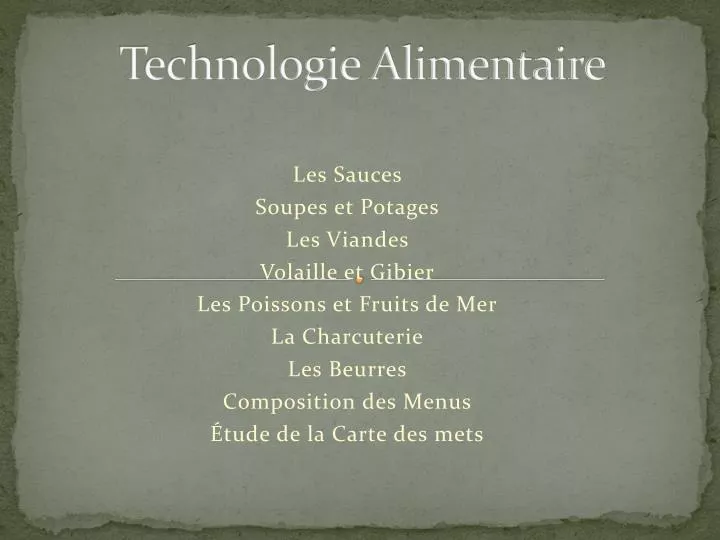 technologie alimentaire