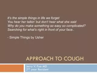 Approach to Cough