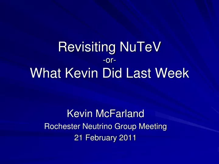 revisiting nutev or what kevin did last week
