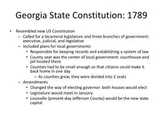 Georgia State Constitution: 1789