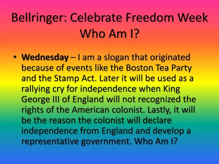 bellringer celebrate freedom week who am i
