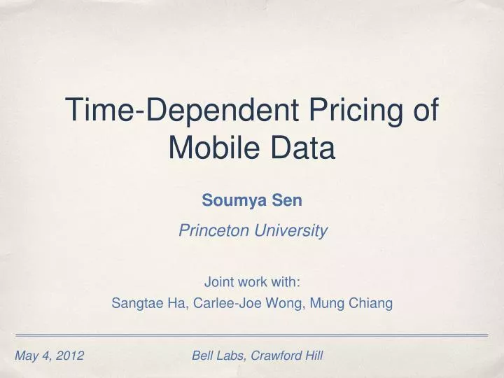 time dependent pricing of mobile data