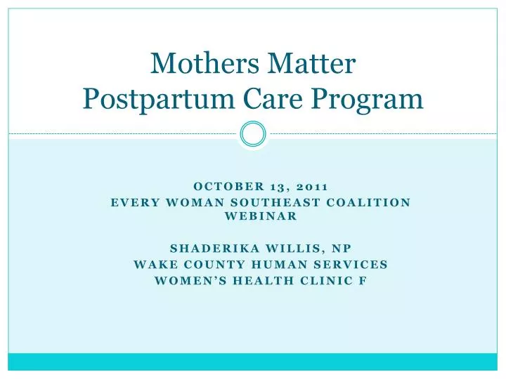 mothers matter postpartum care program