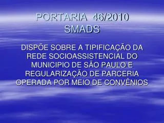 portaria 46 2010 smads