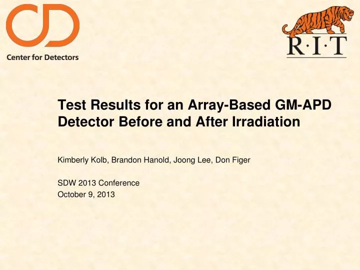 test results for an array based gm apd detector before and after irradiation