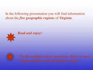 In the following presentation you will find information
