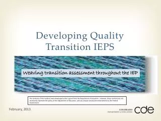 Developing Quality Transition IEPS