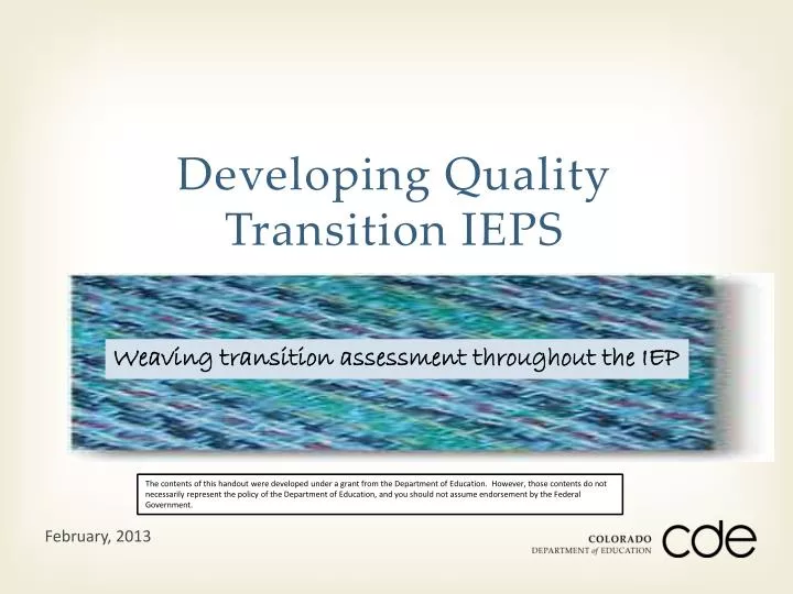developing quality transition ieps